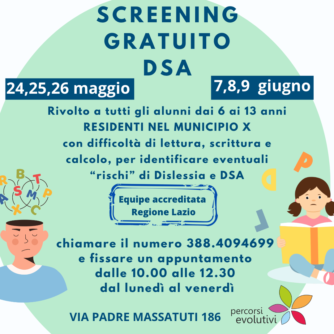 locandina per screening gratuito DSA